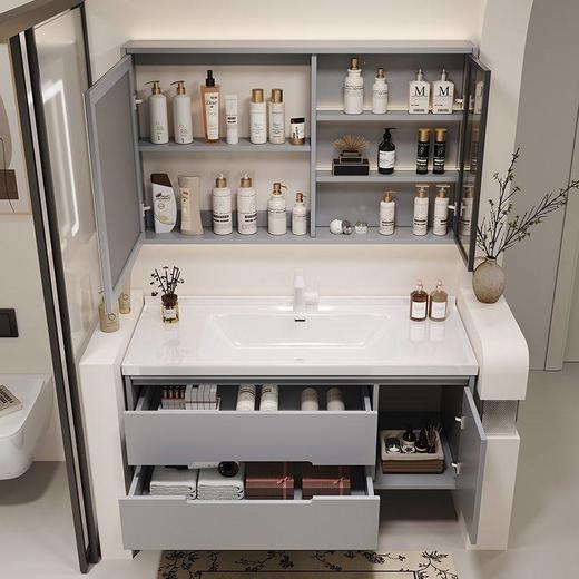 洗手池组合卫生间陶瓷洗手洗漱浴室柜橡木洗脸盆烤漆一体洗手盆 商品图2