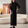CC-16-9177秋冬圆领宽松显瘦长款针织连衣裙2024秋冬配大衣打底A字裙毛衣裙 商品缩略图1
