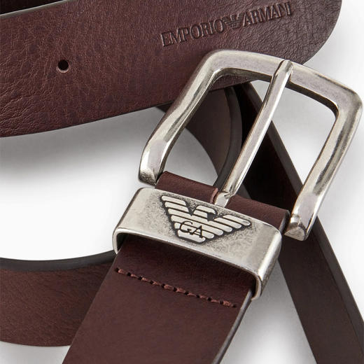 EMPORIO ARMANI 阿玛尼 男士带徽标扣的皮革腰带 棕色 Y4S201 YDD6G 80005 商品图2