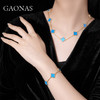 GAONAS 925银合成锆石手链 潮流日常轻奢四叶蓝色五花手链10826SB 商品缩略图3