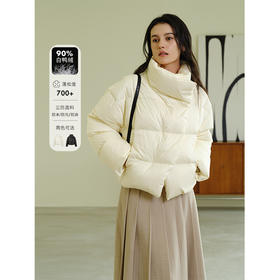HeyDress三防立领羽绒服女冬季90白鸭绒加厚保暖上衣宽松短款外套