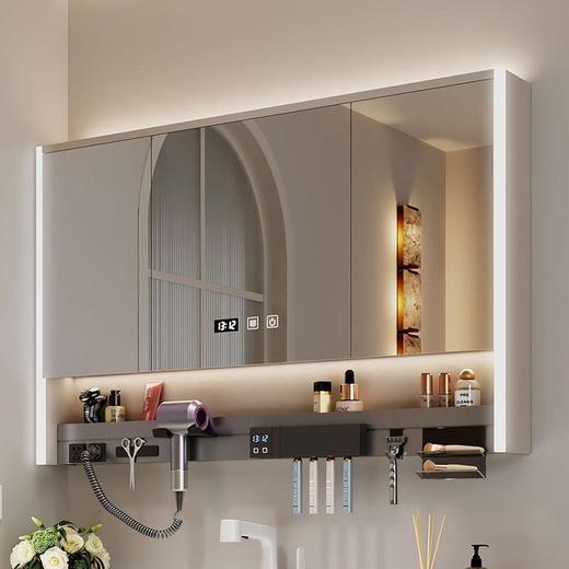 卫生间牙刷一体浴室镜氛围层板消毒智能柜带多功能架镜柜灯吹风机 商品图2