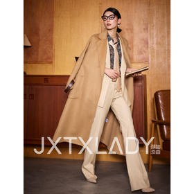 “慵懒与共”J204B4681 颈袖添香职场气质羊毛中长款时尚修身毛呢外套大衣女士