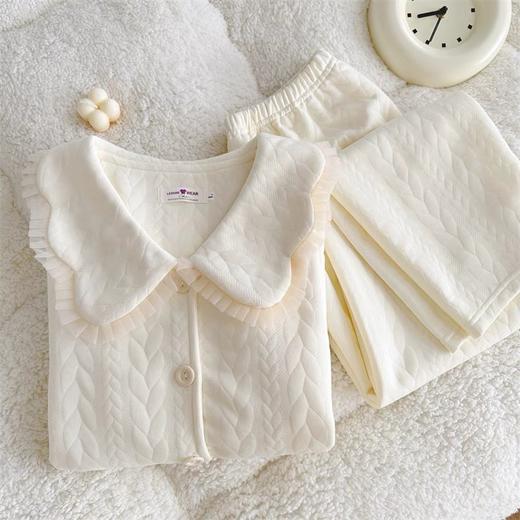 秋冬季【空气棉睡衣女】娃娃领长袖夹层加厚高级感夹棉家居服套装  商品图2