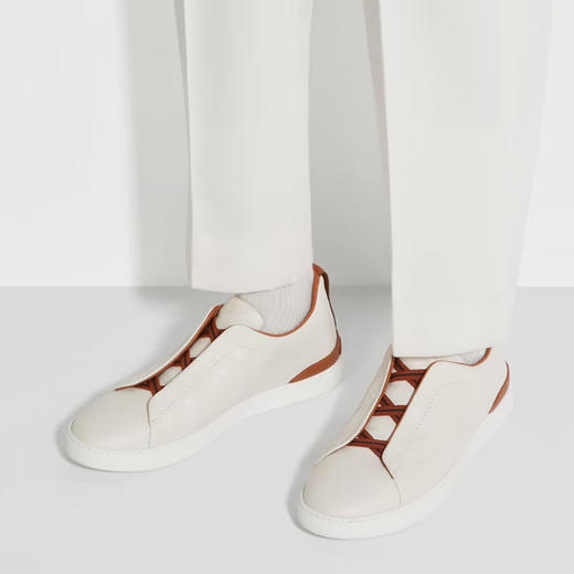 【一】ZEGNA 杰尼亚 男士鹿皮 Triple Stitch™ 休闲运动鞋 米白色 LHCVO S4667Z SPA 商品图3