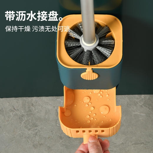 「高颜值！双刷款」可挂墙式马桶刷 无死角洗厕所卫生间家用清洁工具长柄刷带沥水接盘套装 商品图1