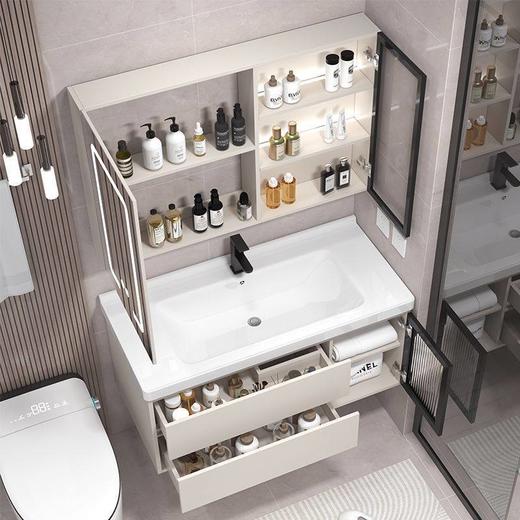 洗脸盆洗手台盆组合柜浴室柜奶油风洗衣盆陶瓷洗漱卫生间一体家用 商品图3