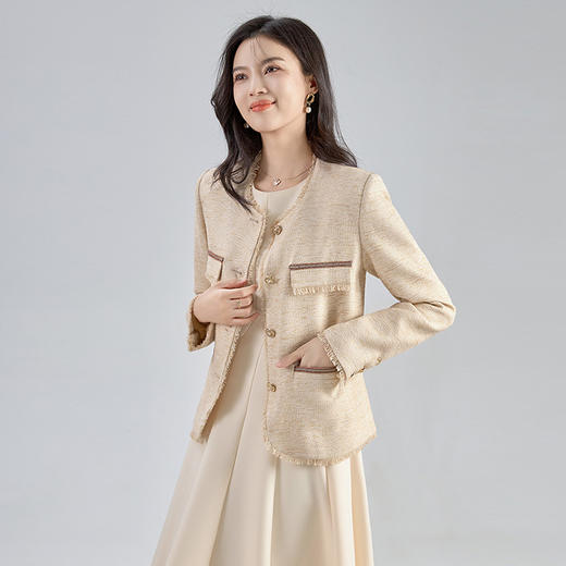 【高货wl】全新升级【铂金会员339/天猫459/差价120】(33739) 洛诗琳新款法式优雅气质轻奢*编织羊毛呢小香风短外套 商品图2