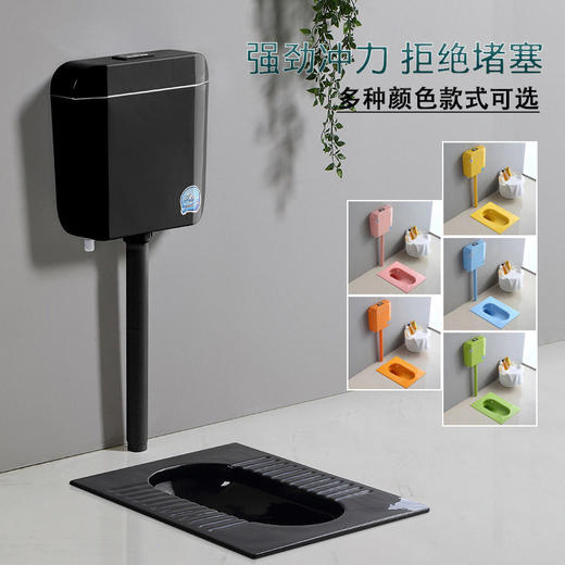 防臭成人彩色套装大厕蹲一整套工程便池蹲便器陶瓷水箱 商品图2