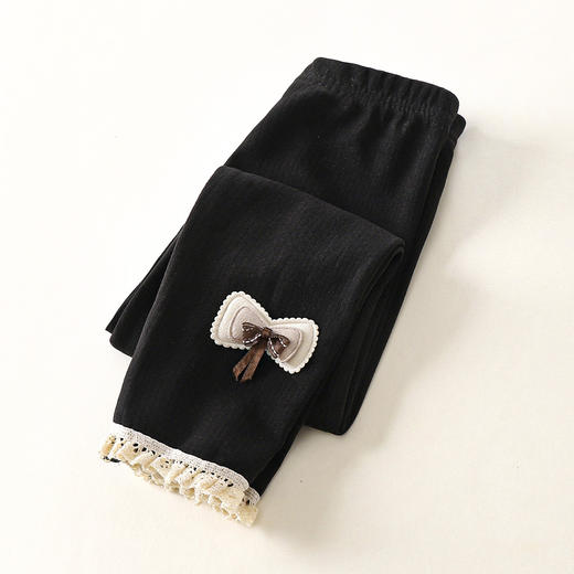 立减40【舒适德绒提花打底裤，亲肤柔软，简约清新】儿童打底裤秋季新款 女童德绒薄款 宝宝外穿花边长裤 女孩裤子-QQ#异业福利 商品图2