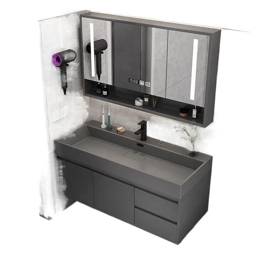 浴室柜盆柜台洗手池北欧洗漱一体洗脸盆智能风套装组合卫生间轻奢 商品图3