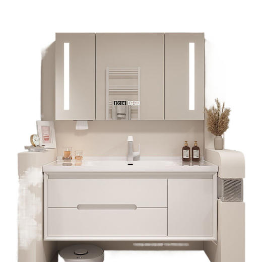 浴室柜烤组合洗脸盆橡木一体风法式洗手盆陶瓷奶油漆洗漱柜卫生间 商品图4