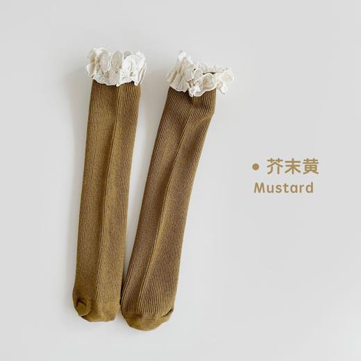 【精致的蕾丝花边设计，展现公主风范，韩国ins风格，萌趣又时尚】女童袜子春秋纯色堆堆袜 儿童中筒袜韩ins公主蕾丝花边宝宝长筒袜-QQ 商品图9