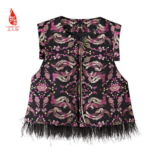 SAINTJOY/上久楷女式宋锦马甲 凤凰于飞CY1044207031 商品图4