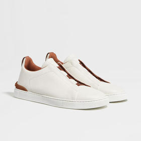 【一】ZEGNA 杰尼亚 男士鹿皮 Triple Stitch™ 休闲运动鞋 米白色 LHCVO S4667Z SPA