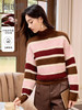 【年终特卖】熙世界复古撞色条纹毛衣冬季新款设计感加厚套头仿水貂毛针织衫 商品缩略图0