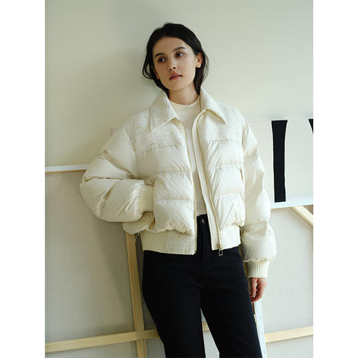 HeyDress小香风羽绒服女冬季法式复古设计感白鸭绒保暖白色外套 商品图3