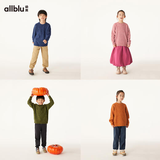【花纱羊毛】allblu幼岚儿童毛衣女童男童24冬季新款圆领复古上衣 商品图2