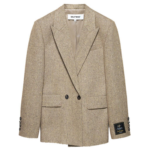 SELFWHO羊毛混纺复古老钱风西装外套女2024秋冬新款宽松百搭西服 商品图3