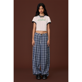 GOODBAI GOODEES印花logo撞色卷边正肩短袖T恤