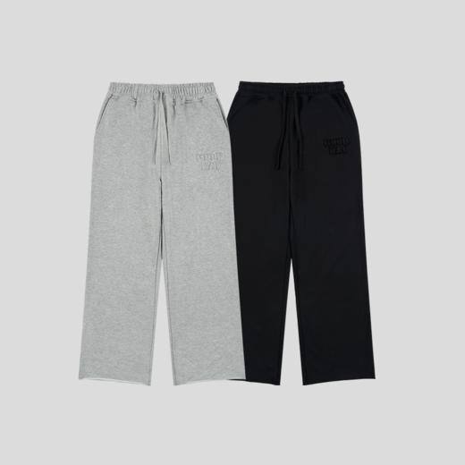 GOODBAI 粗体logo贴布绣毛边直筒高腰休闲卫裤 商品图1