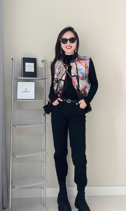 国风娟绣织百鸟朝凤拼接丝绒马甲 商品图7