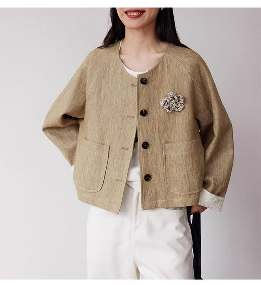 裁缝学苑AQ369亚麻短外套纸样女装插肩袖圆领长袖上衣样板 商品图0