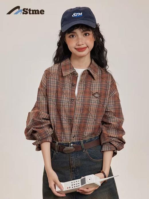 早乙女惠子saotome/STMCS243241/面料再造肌理格纹长袖衬衫 商品图0