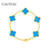 GAONAS 925银合成锆石手链 潮流日常轻奢四叶蓝色五花手链10826SB 商品缩略图0