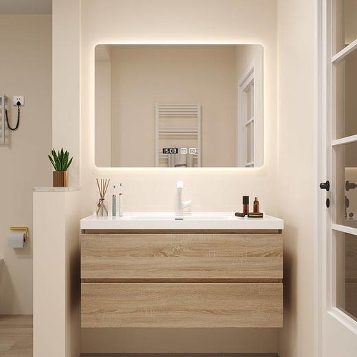 原木小户型一体免漆卫生间盆家用洗手台浴室柜实木洗漱日式组合 商品图3