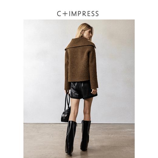 西嘉羊驼圈圈毛 大翻领套头短款减龄双面尼外套女2024秋冬新上新(货号::WT2404007) 商品图2