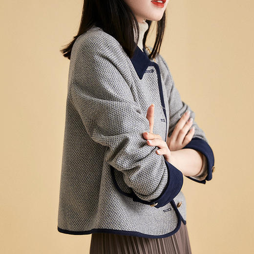 【高货ayts】全新升级【铂金会员321/天猫429/差价108】(13354) 洛诗琳气质羊毛小香风外套高级感粗花呢翻领短外套女士秋天通勤女装春秋 商品图2