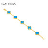 GAONAS 925银合成锆石手链 潮流日常轻奢四叶蓝色五花手链10826SB 商品缩略图1