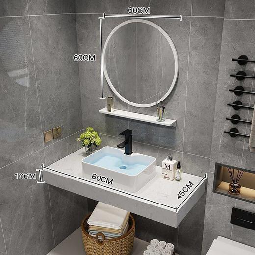 台洗脸盆宾馆洗手盆墙式款卫生间盆轻奢挂大理石洗漱台上组合 商品图2