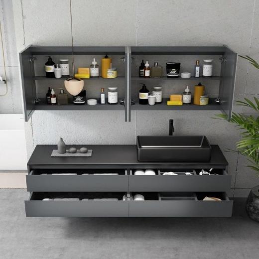 岩板洗手盆柜盆智能洗脸盆洗漱卫生间浴室柜组合台上现代黑色轻奢 商品图2