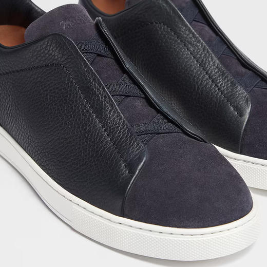 ZEGNA 杰尼亚 男士皮革和绒面革 Triple Stitch™ 休闲运动鞋 深蓝色 LHRHS S4667Z NAV 商品图3