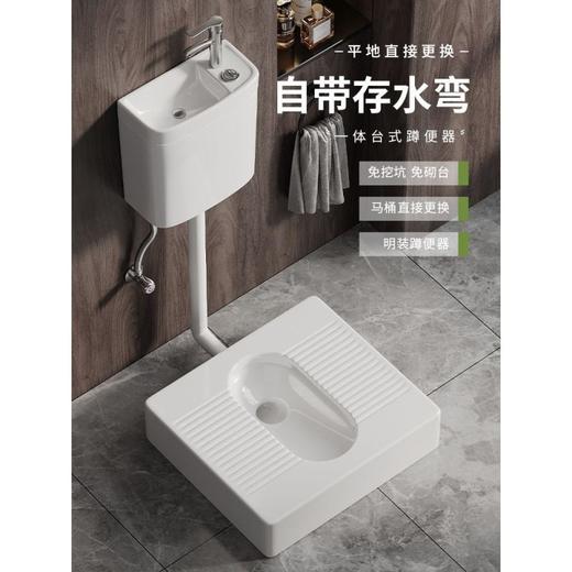 便弯明装存水蹲坑台式便厕蹲蹲带改便器蹲便免防臭台蹲挖坑免坐砌 商品图0