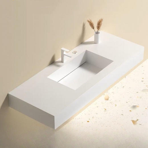 切角台下水洗脸盆卫生间洗漱岩板浴室柜台面隐形洗手盆一体式 商品图0