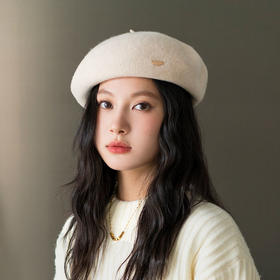 疯帽子 日系百搭纯色羊毛贝雷帽秋冬保暖画家帽MB244