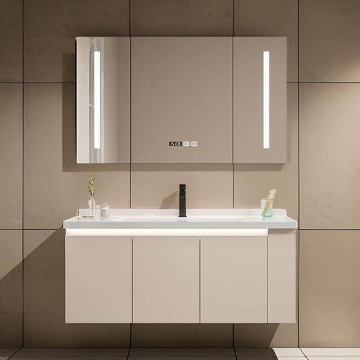 卫生间一体组合洗脸盆侧柜马桶奶油浴室柜洗手盆陶瓷洗漱卫浴台 商品图0