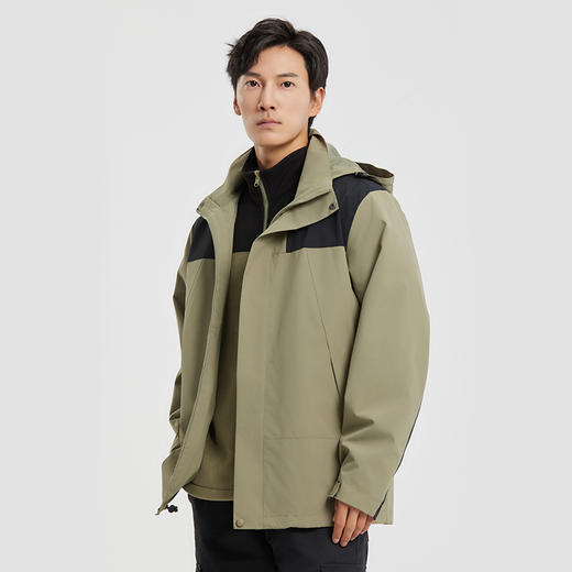 【秋冬上新】幸运鹿情侣款拼色时尚三合一冲锋衣外套可拆卸 商品图0