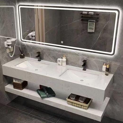 洗手盆双人浴室柜组合台双盆卫生间洗脸盆组合轻奢大理石柜洗漱 商品图1