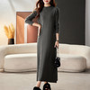 CC-16-9177秋冬圆领宽松显瘦长款针织连衣裙2024秋冬配大衣打底A字裙毛衣裙 商品缩略图0