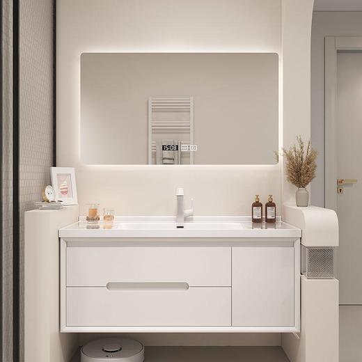 浴室柜烤组合洗脸盆橡木一体风法式洗手盆陶瓷奶油漆洗漱柜卫生间 商品图0