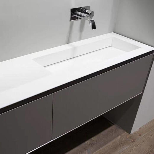 切角台下水洗脸盆卫生间洗漱岩板浴室柜台面隐形洗手盆一体式 商品图3