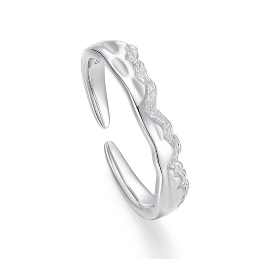 卡蒂罗/KADER 朝暮情侣对戒 不规则锤纹褶皱可调节亚文化素圈 小众深渊设计朝朝暮暮撞色配饰 925银 女朋友礼物 商品图4