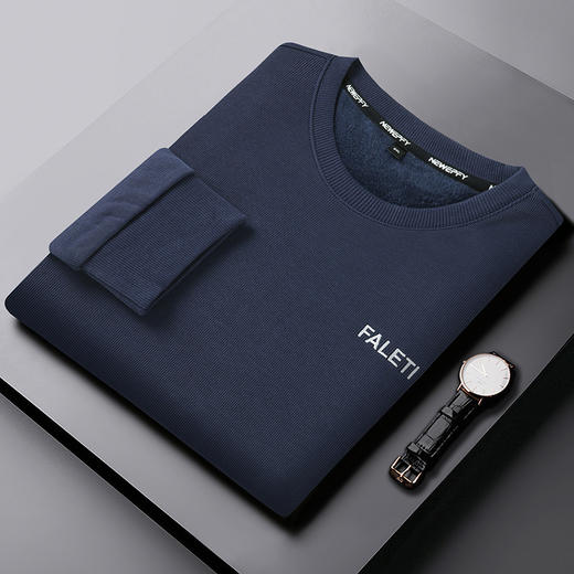 【新款DZP】大依优型大码加绒长袖卫衣圆领套头印花卫衣加肥加大宽松休闲上衣男士 商品图3