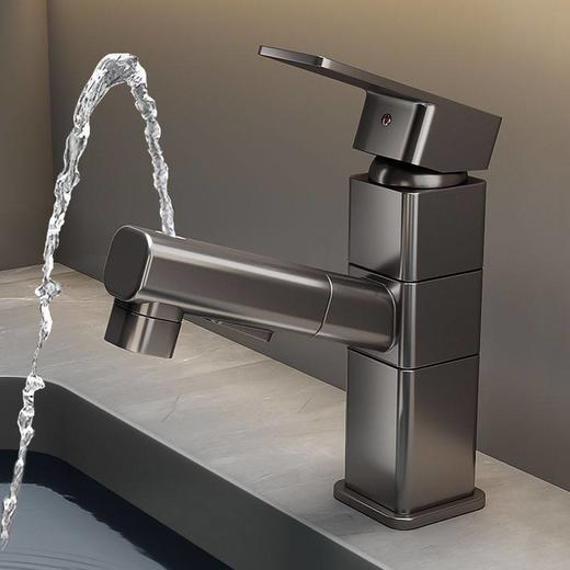 漱口浴室多功能龙头卫面盆卫生间洗脸抽拉式全铜冷热水龙头洗手池 商品图0