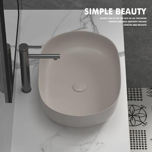 灰色盆枪尺寸洗手盆椭圆洗脸盆卡其色卫生间陶瓷法式艺术台上盆大 商品图2