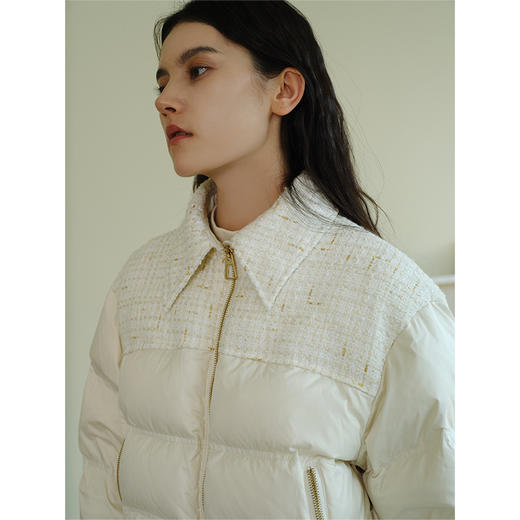 HeyDress小香风羽绒服女冬季法式复古设计感白鸭绒保暖白色外套 商品图2